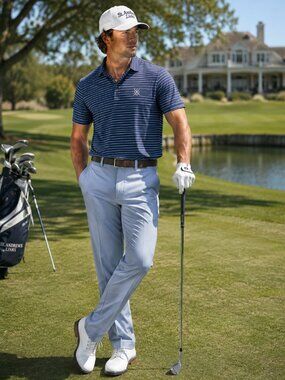 Brooks Brothers St Andrews Links Golf Pants Blue Gray Performance Mens 36x32